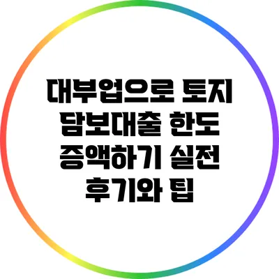 대부업으로 토지 담보대출 한도 증액하기: 실전 후기와 팁