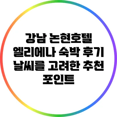 강남 논현호텔 엘리에나 숙박 후기: 날씨를 고려한 추천 포인트