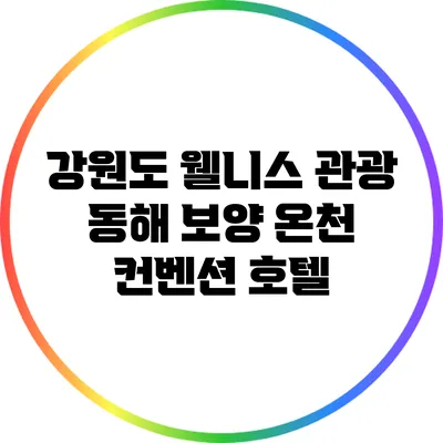 강원도 웰니스 관광: 동해 보양 온천 컨벤션 호텔