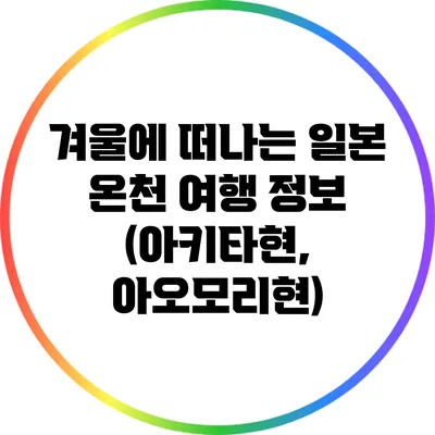 겨울에 떠나는 일본 온천 여행 정보 (아키타현, 아오모리현)