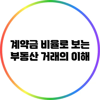 계약금 비율로 보는 부동산 거래의 이해