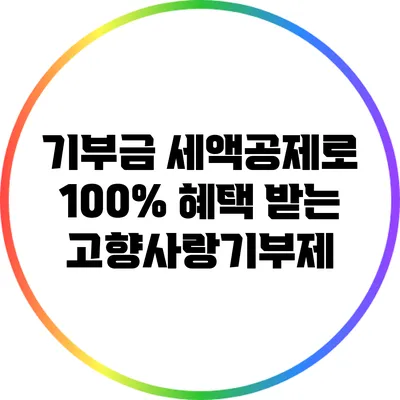 기부금 세액공제로 100% 혜택 받는 고향사랑기부제