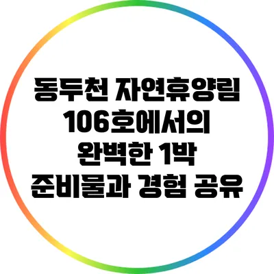 동두천 자연휴양림 106호에서의 완벽한 1박: 준비물과 경험 공유