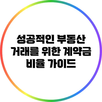 성공적인 부동산 거래를 위한 계약금 비율 가이드