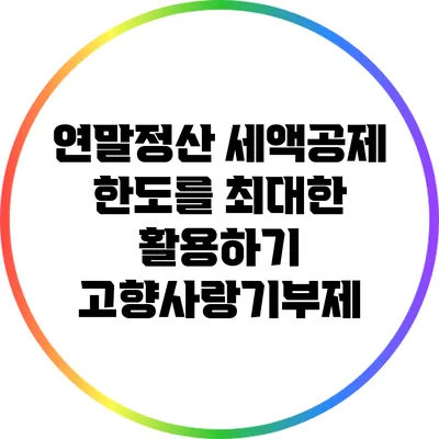 연말정산 세액공제 한도를 최대한 활용하기: 고향사랑기부제