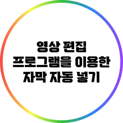 영상 편집 프로그램을 이용한 자막 자동 넣기