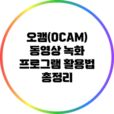 오캠(OCAM) 동영상 녹화 프로그램 활용법 총정리