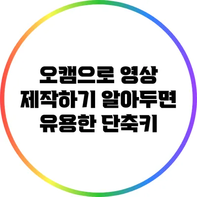 오캠으로 영상 제작하기: 알아두면 유용한 단축키