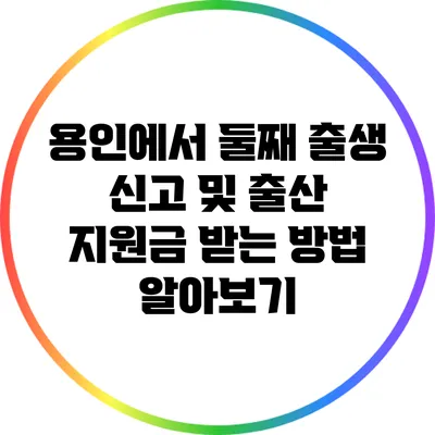 용인에서 둘째 출생 신고 및 출산 지원금 받는 방법 알아보기
