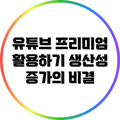 유튜브 프리미엄 활용하기: 생산성 증가의 비결