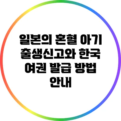 일본의 혼혈 아기 출생신고와 한국 여권 발급 방법 안내