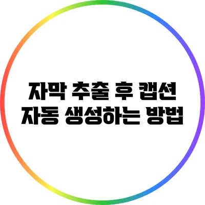 자막 추출 후 캡션 자동 생성하는 방법