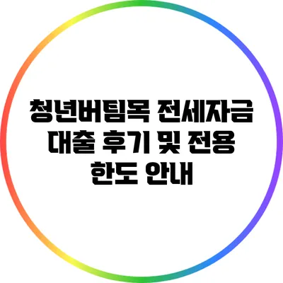 청년버팀목 전세자금 대출 후기 및 전용 한도 안내