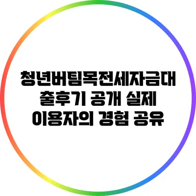 청년버팀목전세자금대출후기 공개: 실제 이용자의 경험 공유