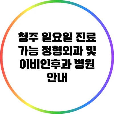 청주 일요일 진료 가능 정형외과 및 이비인후과 병원 안내