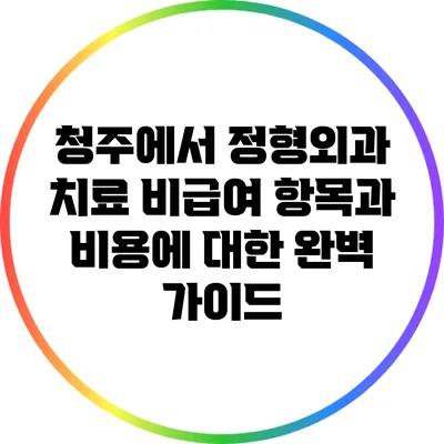 청주에서 정형외과 치료: 비급여 항목과 비용에 대한 완벽 가이드