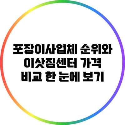 포장이사업체 순위와 이삿짐센터 가격 비교 한 눈에 보기