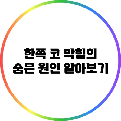 한쪽 코 막힘의 숨은 원인 알아보기