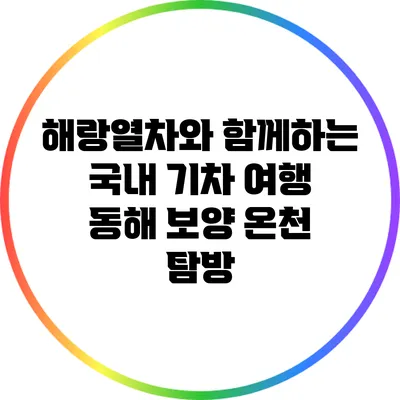 해랑열차와 함께하는 국내 기차 여행: 동해 보양 온천 탐방
