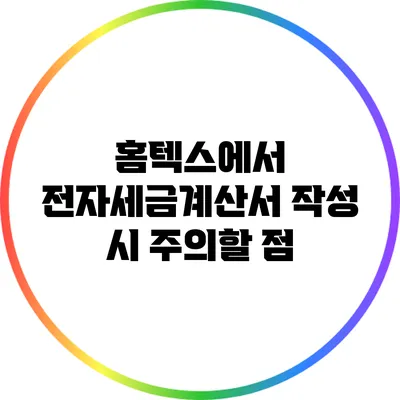 홈텍스에서 전자세금계산서 작성 시 주의할 점