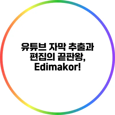 유튜브 자막 추출과 편집의 끝판왕, Edimakor!