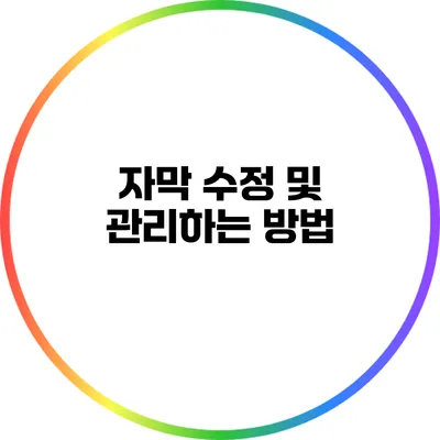 자막 수정 및 관리하는 방법
