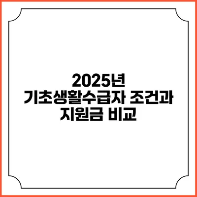 2025년 기초생활수급자 조건과 지원금 비교