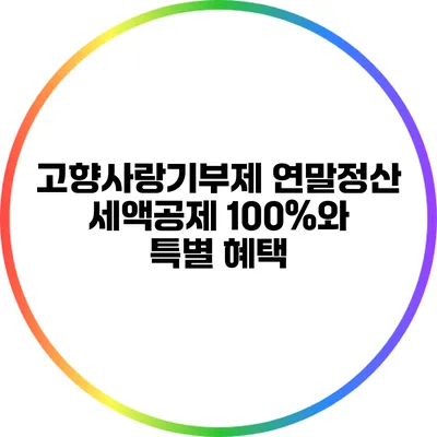고향사랑기부제 연말정산 세액공제 100%와 특별 혜택