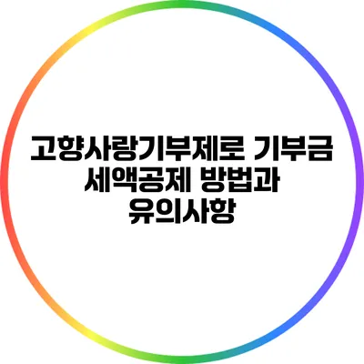 고향사랑기부제로 기부금 세액공제 방법과 유의사항