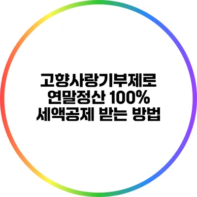 고향사랑기부제로 연말정산 100% 세액공제 받는 방법
