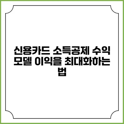 신용카드 소득공제 수익 모델 이익을 최대화하는 법