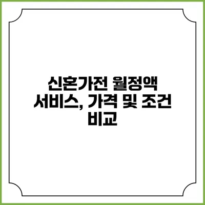 신혼가전 월정액 서비스, 가격 및 조건 비교