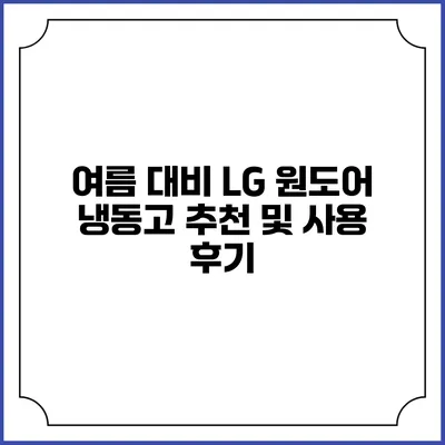 여름 대비 LG 원도어 냉동고 추천 및 사용 후기