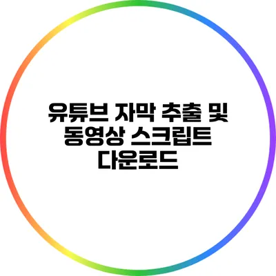 유튜브 자막 추출 및 동영상 스크립트 다운로드