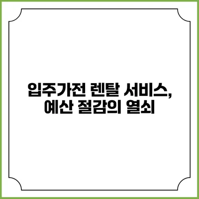 입주가전 렌탈 서비스, 예산 절감의 열쇠