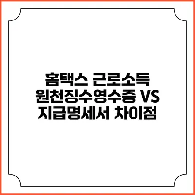 홈택스 근로소득 원천징수영수증 VS 지급명세서 차이점