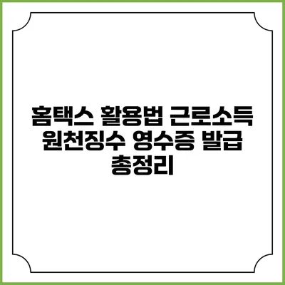 홈택스 활용법 근로소득 원천징수 영수증 발급 총정리
