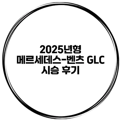 2025년형 메르세데스-벤츠 GLC 시승 후기