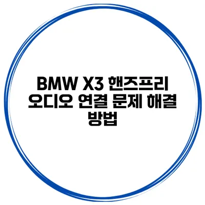 BMW X3 핸즈프리 오디오 연결 문제 해결 방법
