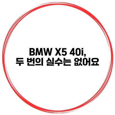 BMW X5 40i, 두 번의 실수는 없어요