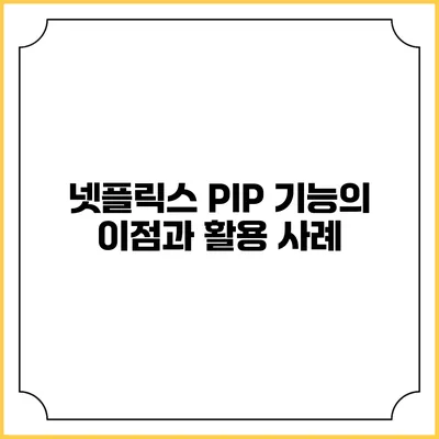 넷플릭스 PIP 기능의 이점과 활용 사례