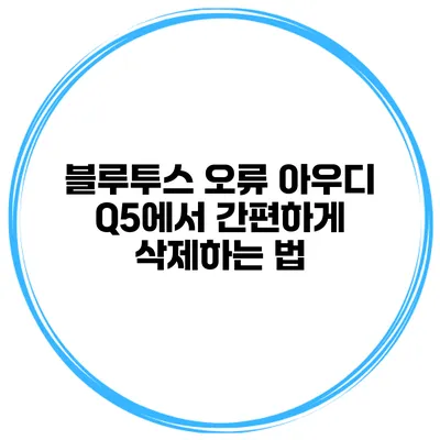 블루투스 오류? 아우디 Q5에서 간편하게 삭제하는 법