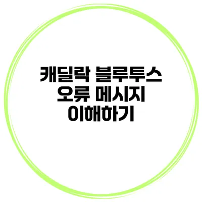 캐딜락 블루투스 오류 메시지 이해하기